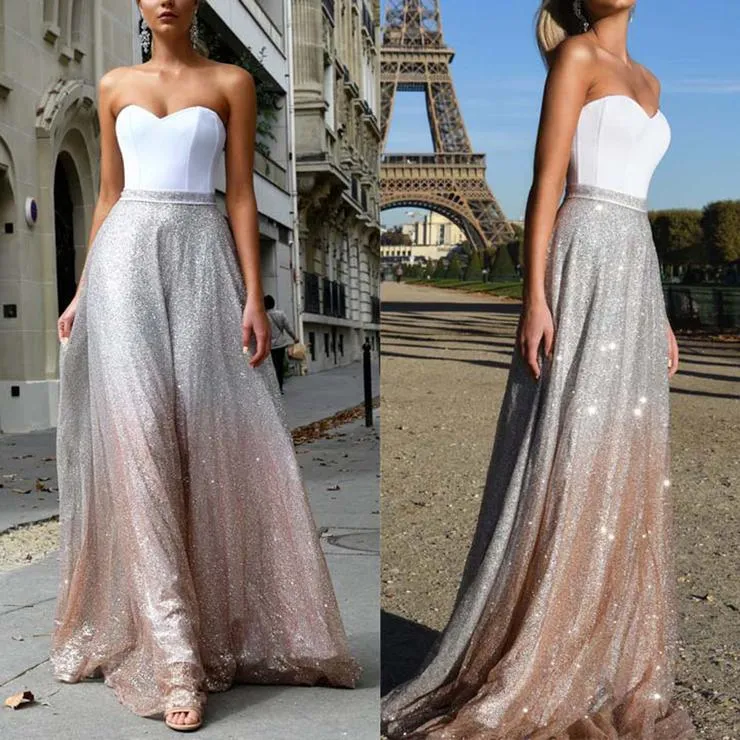 Sexy Sleeveless Sequined Tube Top Dress