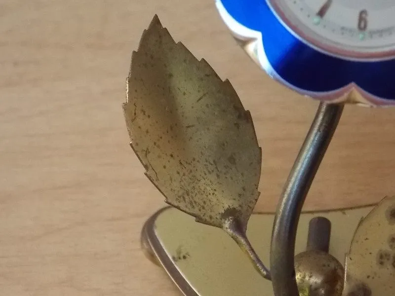 Sheffield Blue Enameled Flower Wind Up Alarm Clock