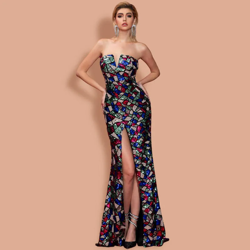 Shining Multicolor Sequin Dress