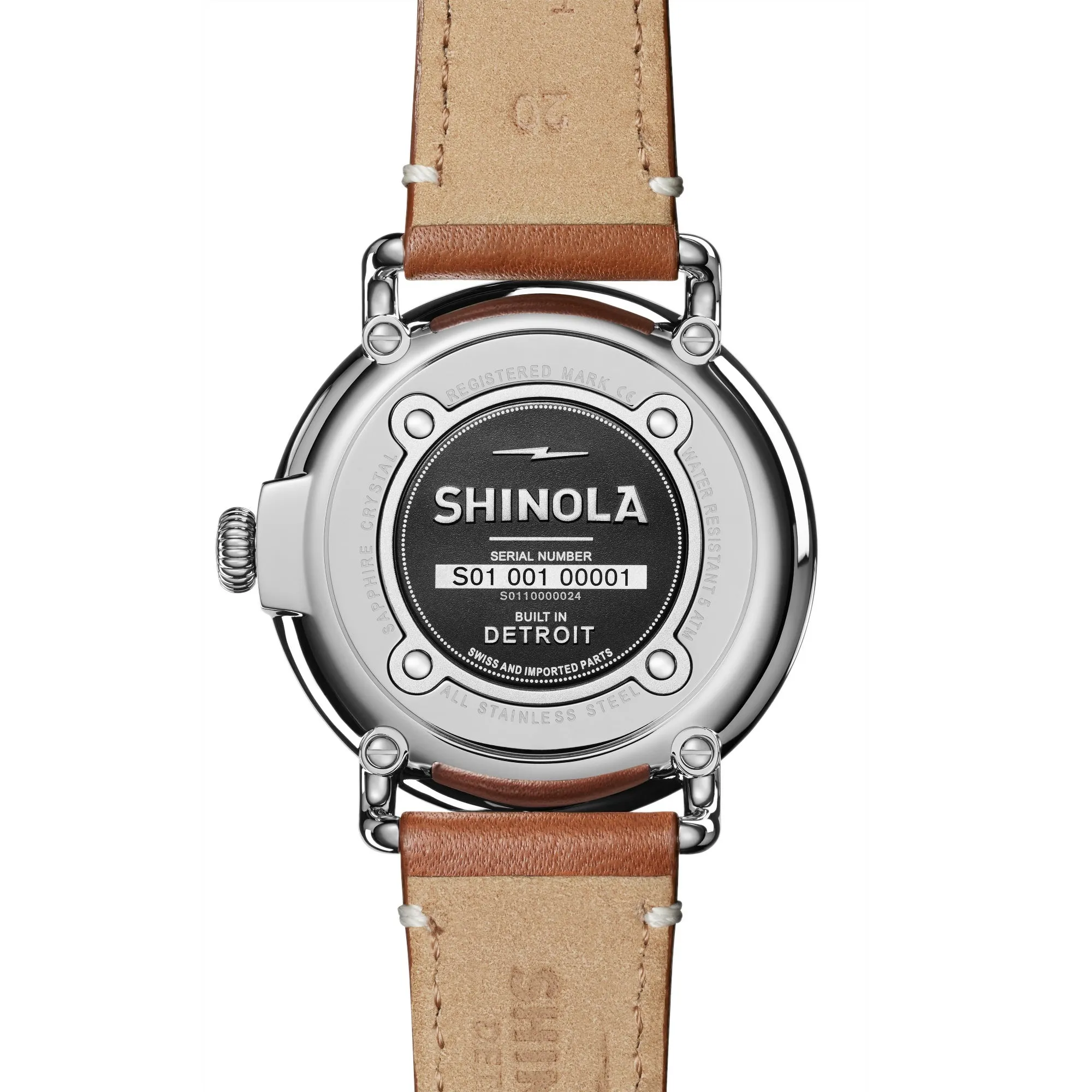 Shinola 41MM Runwell Slate Blue Dial Maple Leather Watch S0110000024
