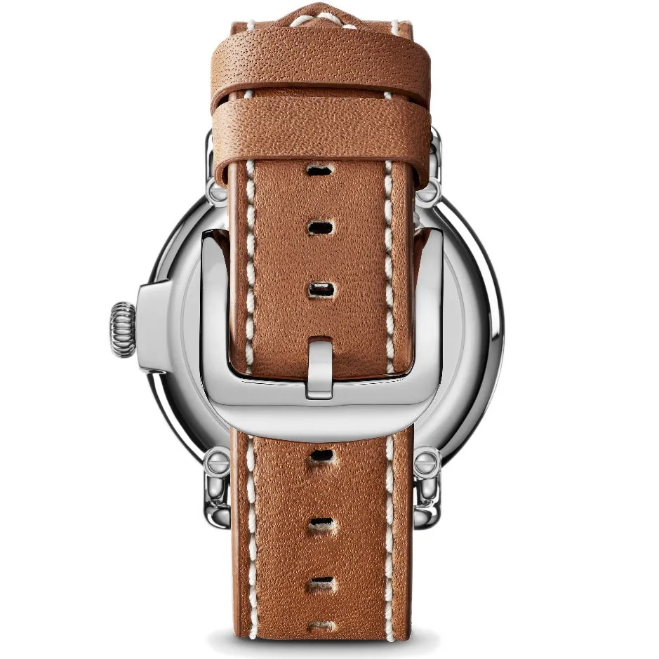 Shinola 41MM Runwell Slate Blue Dial Maple Leather Watch S0110000024