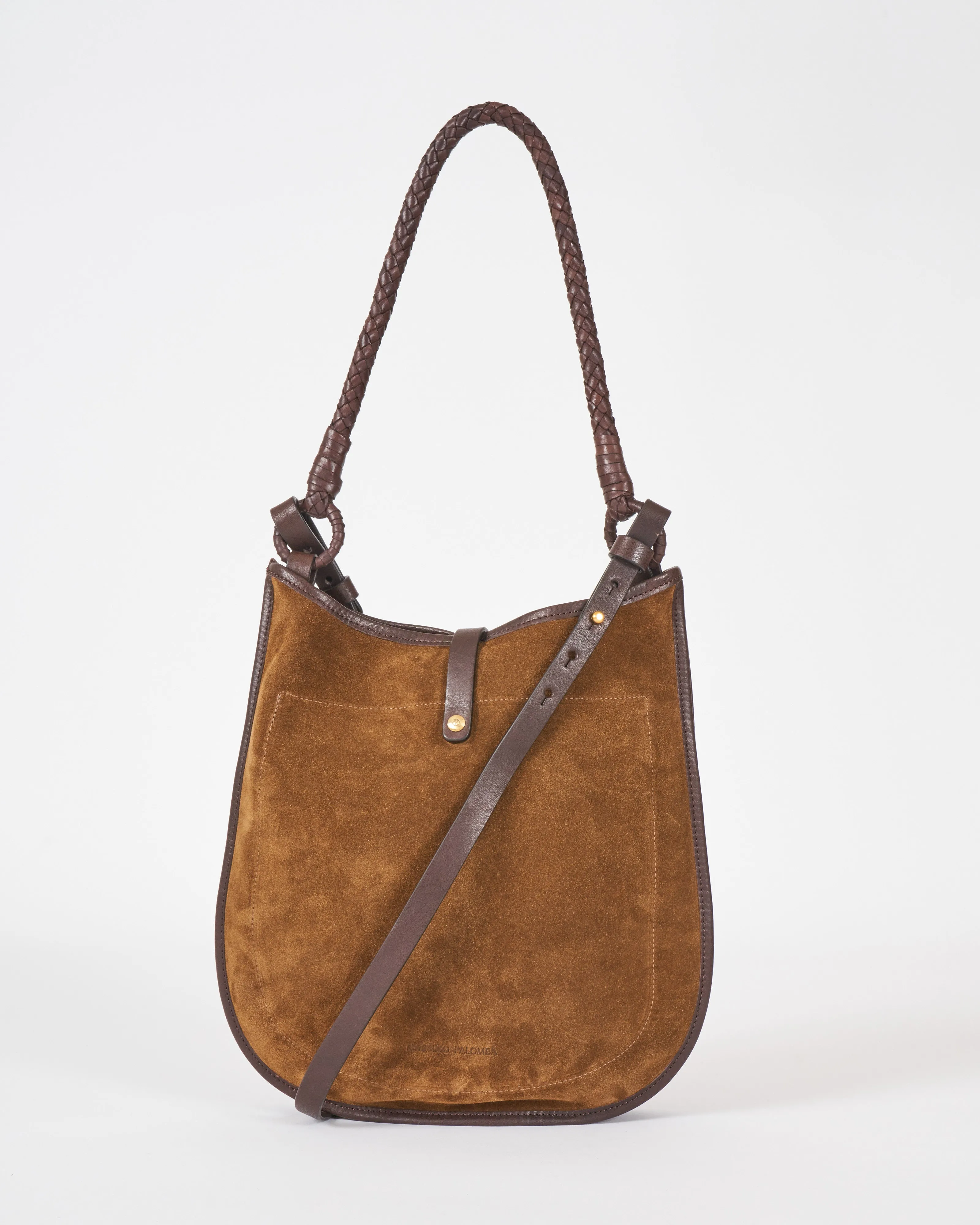 shoulder bag with crossbody strap - sandalo suede