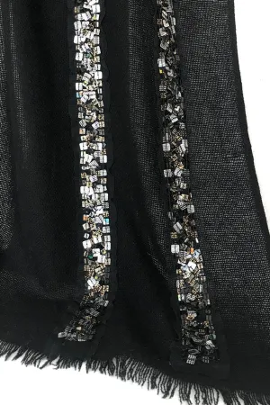 Silk Cashmere Black sequined scarf