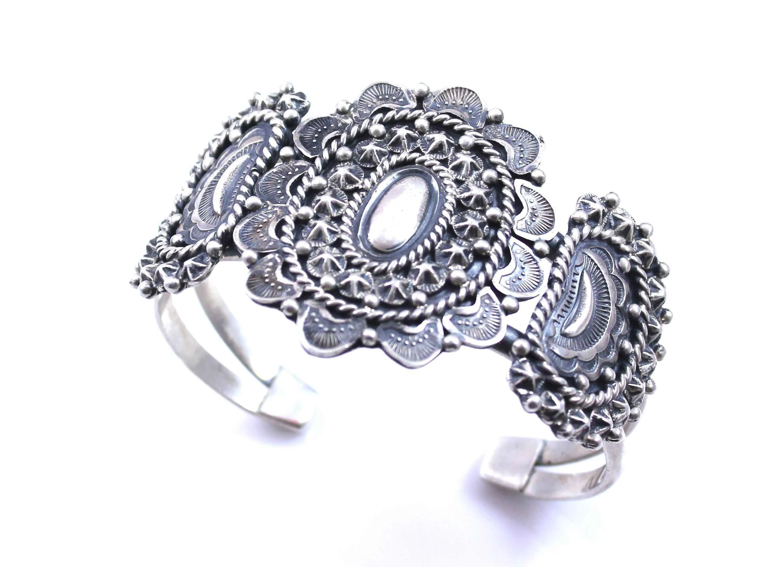 Silver Cluster Cuff Bracelet
