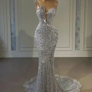 Silver Crystal Lace Beaded Dress