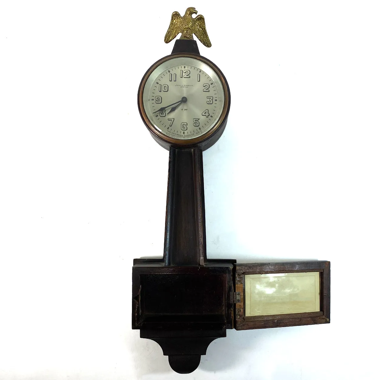 Small American New Haven Clock Co. for John J. Kingsley 12-Day Banjo Wall Clock