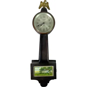 Small American New Haven Clock Co. for John J. Kingsley 12-Day Banjo Wall Clock