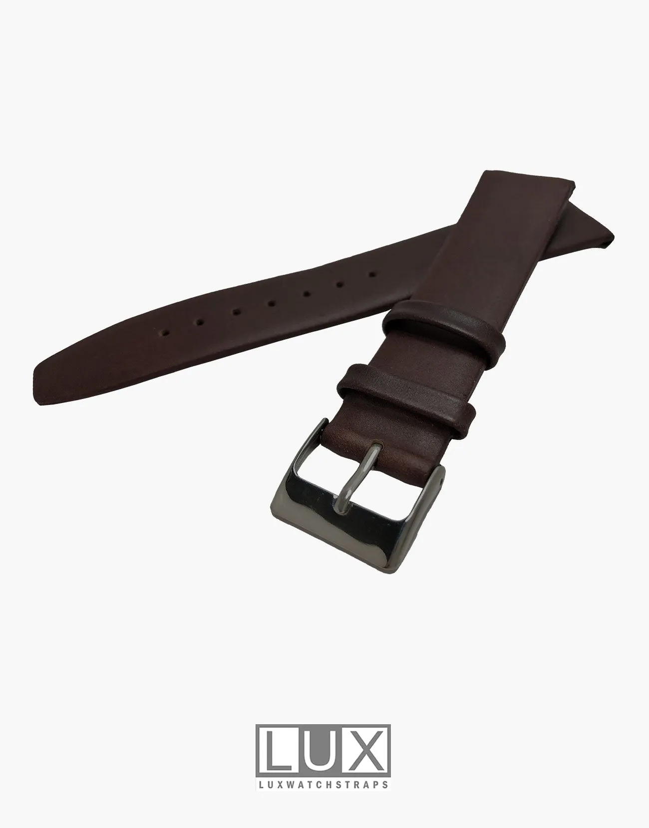 Smooth Dark Brown Short Flat Leather Watch Strap Band