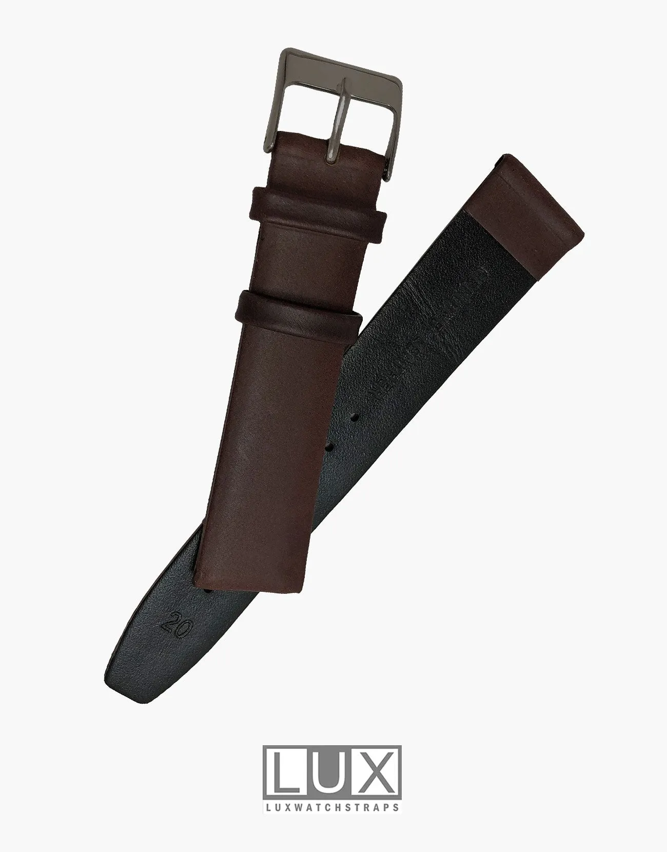 Smooth Dark Brown Short Flat Leather Watch Strap Band