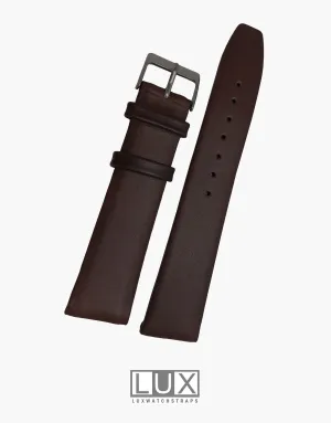 Smooth Dark Brown Short Flat Leather Watch Strap Band