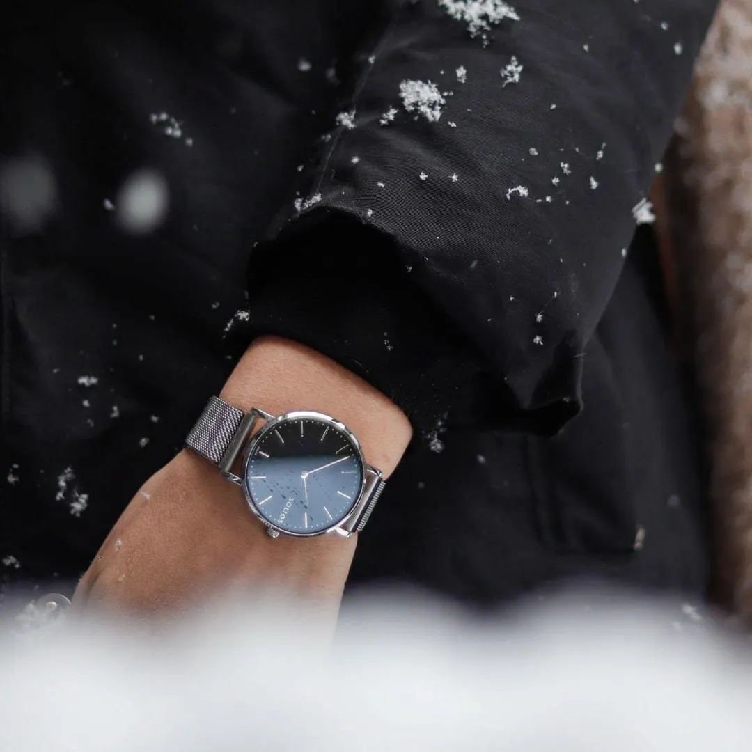 Solar Watch with Black & Silver Dial  | Brown Vegan Leather Strap