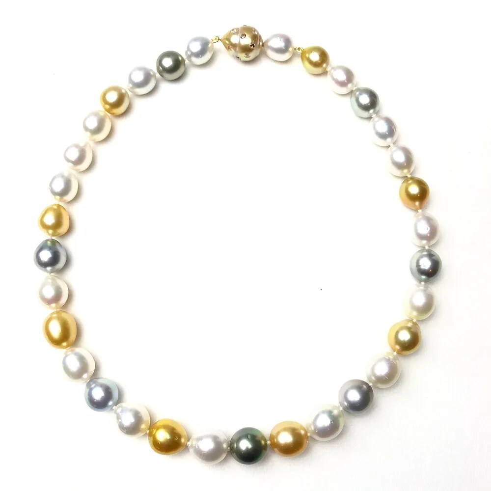 South Sea and Tahitian Pearl with Gem Clasp