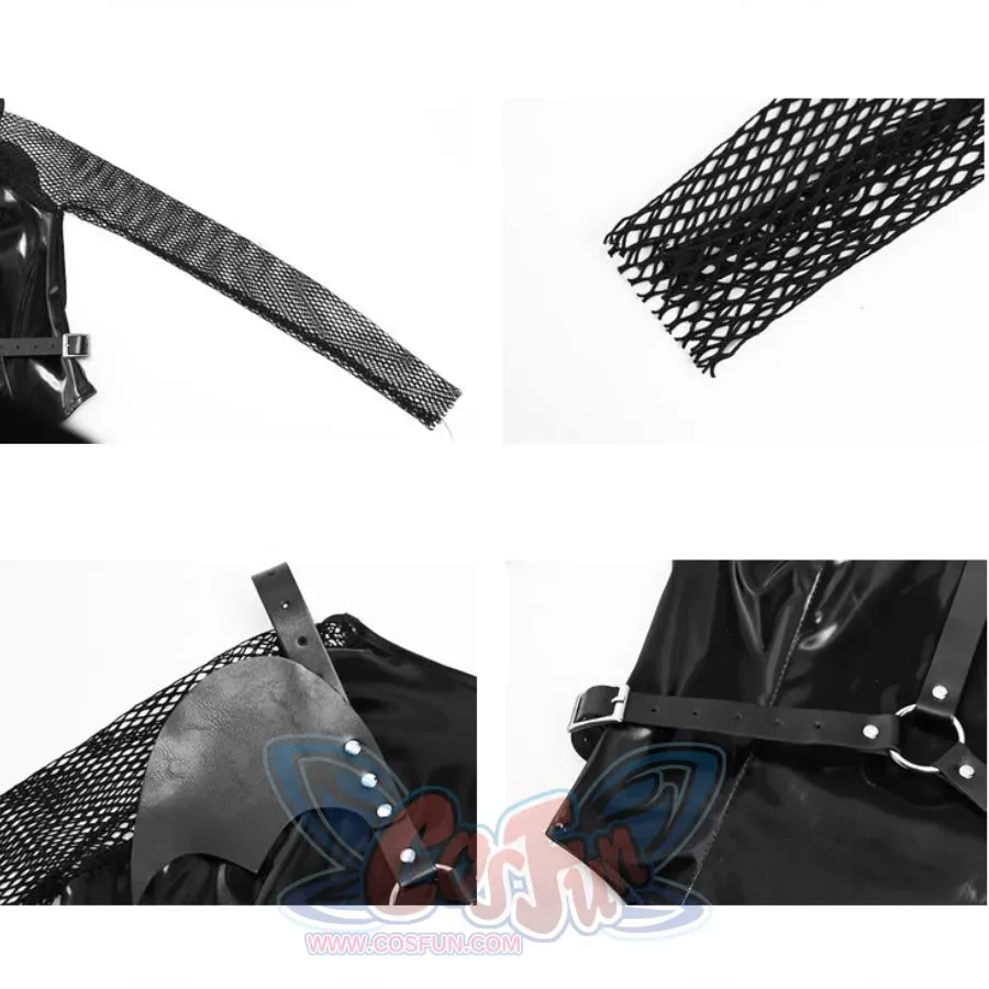 Spice Girl Punk PU Wing Strap Fishnet Slim Top