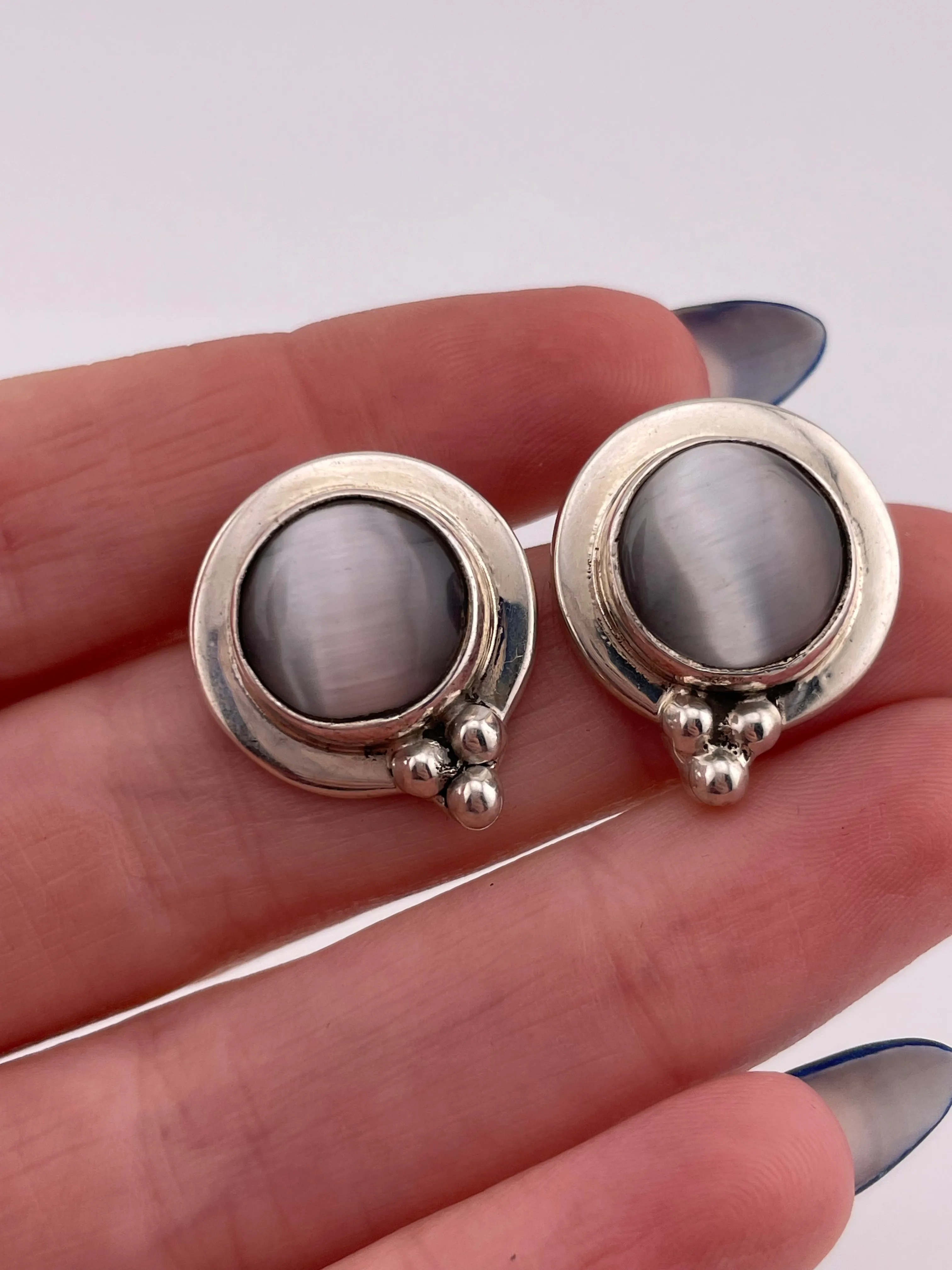 sterling silver cats eye post earrings