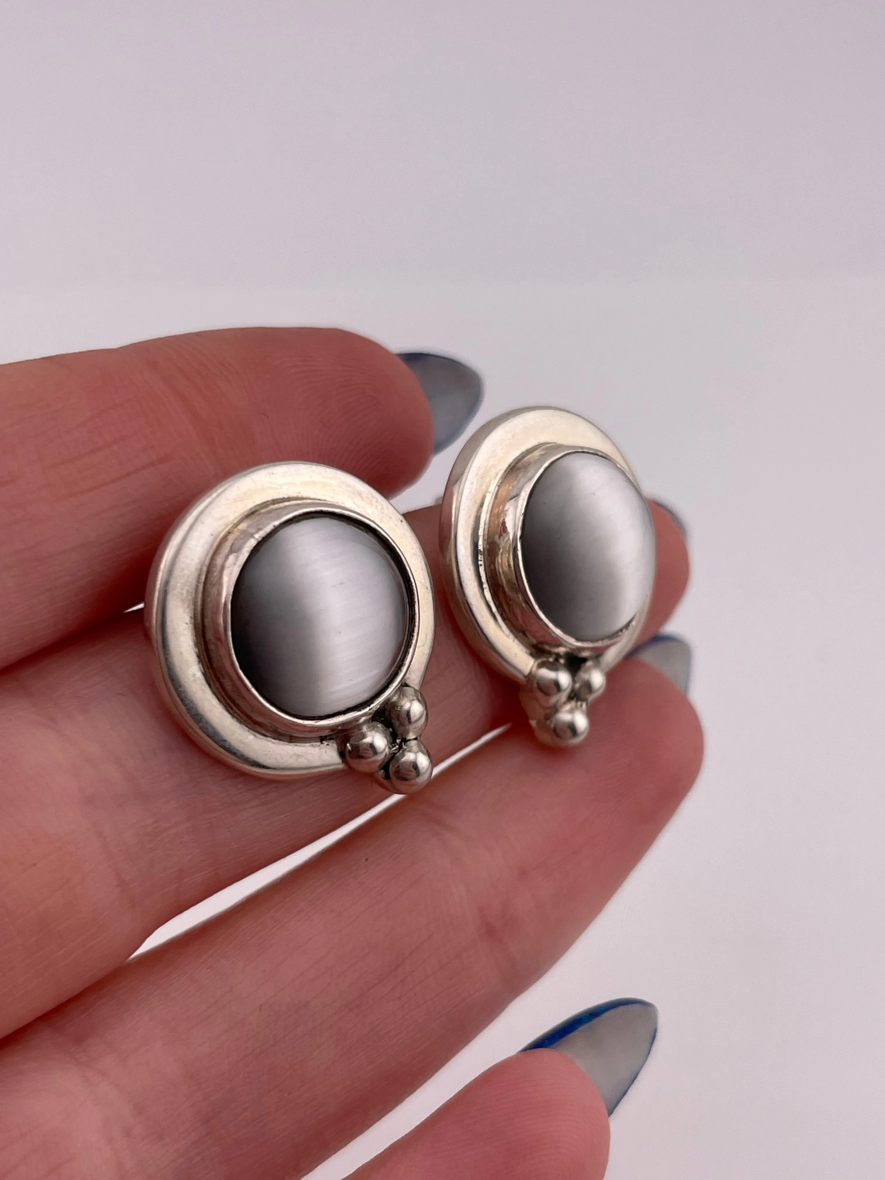 sterling silver cats eye post earrings