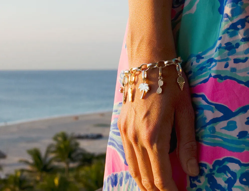 STERLING SILVER CHARM BRACELET - LOBSTER CLASP