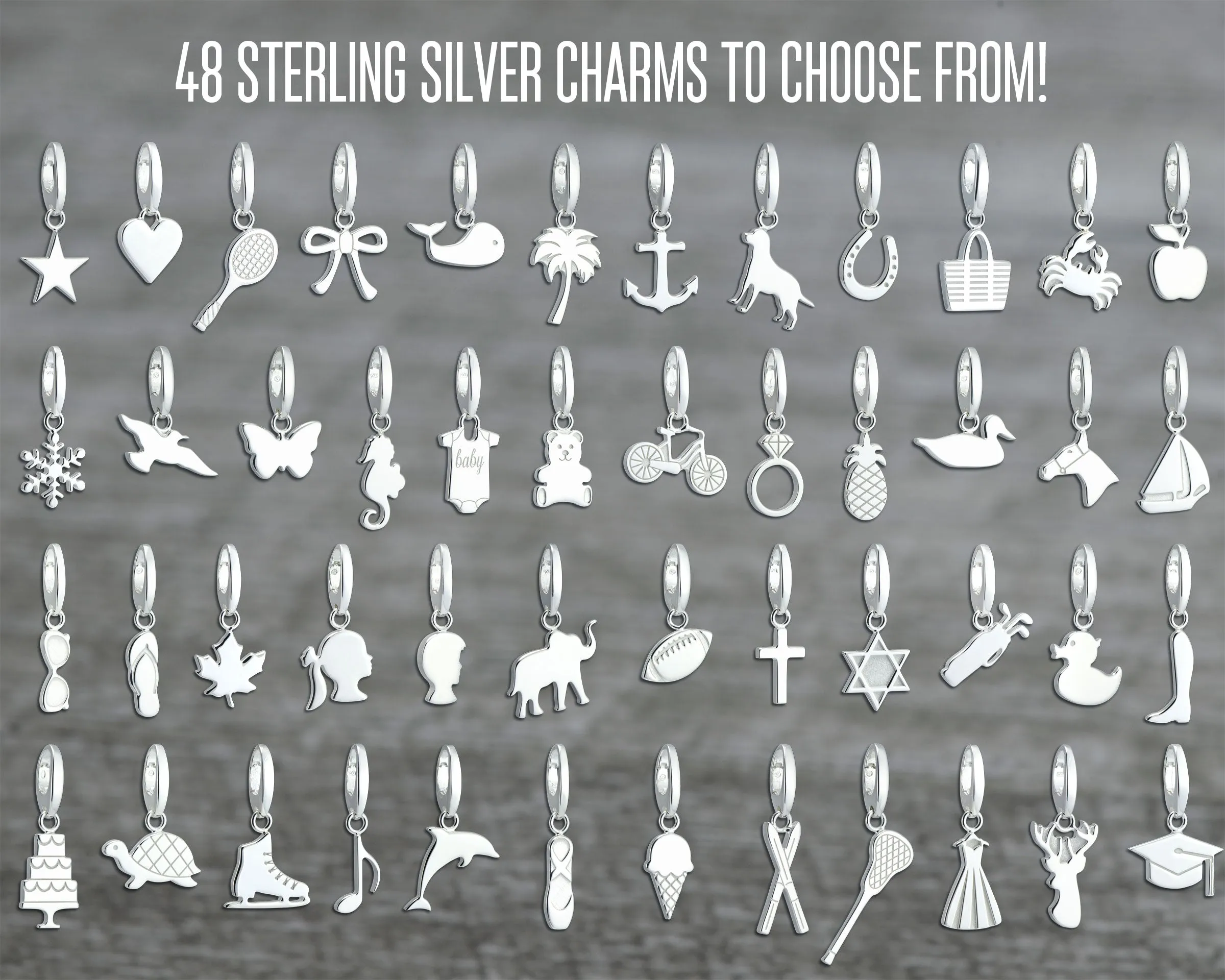 STERLING SILVER CHARM BRACELET - MINI w/ LOBSTER CLASP