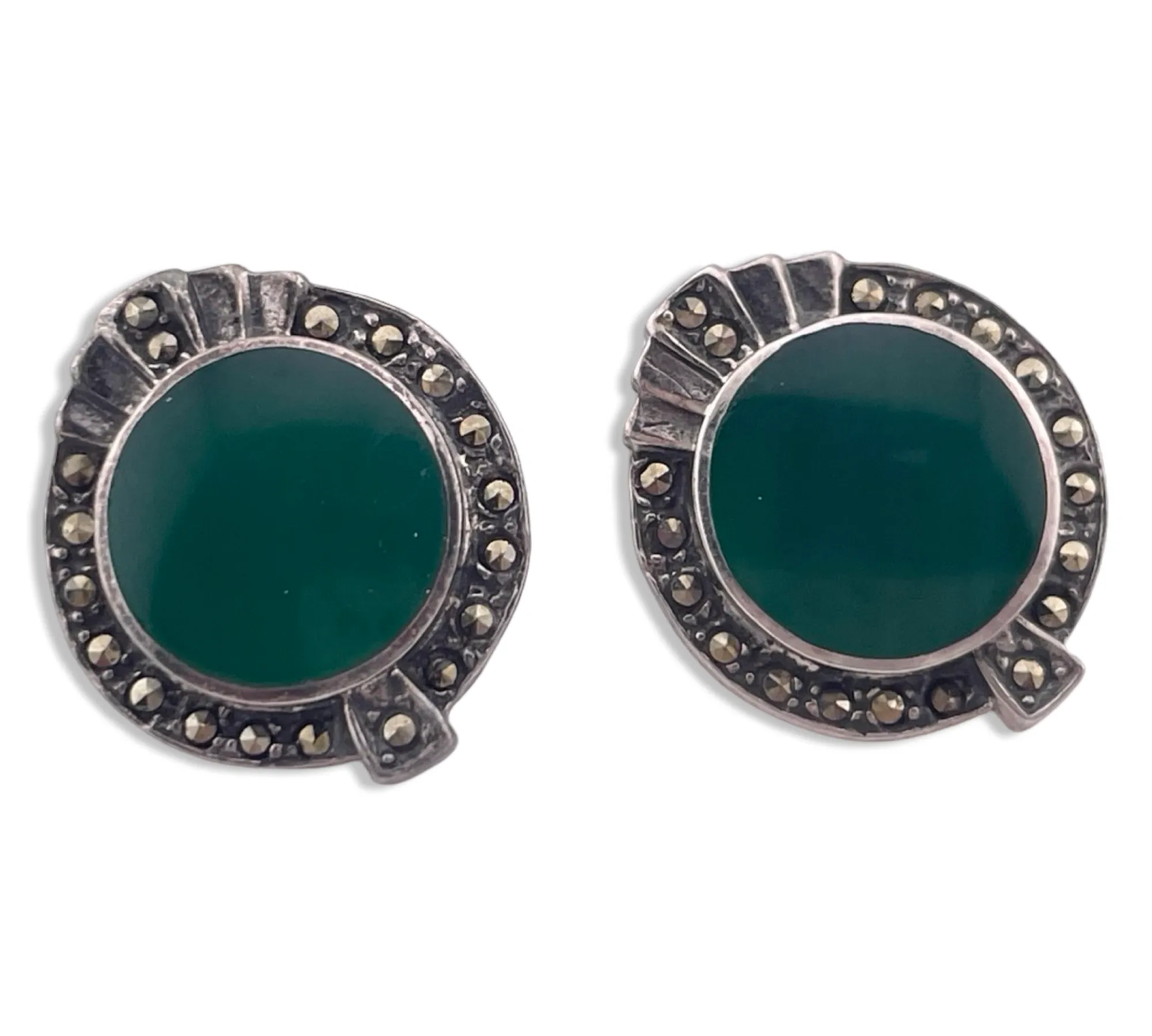 sterling silver chrysoprase marcasite post earrings earrings