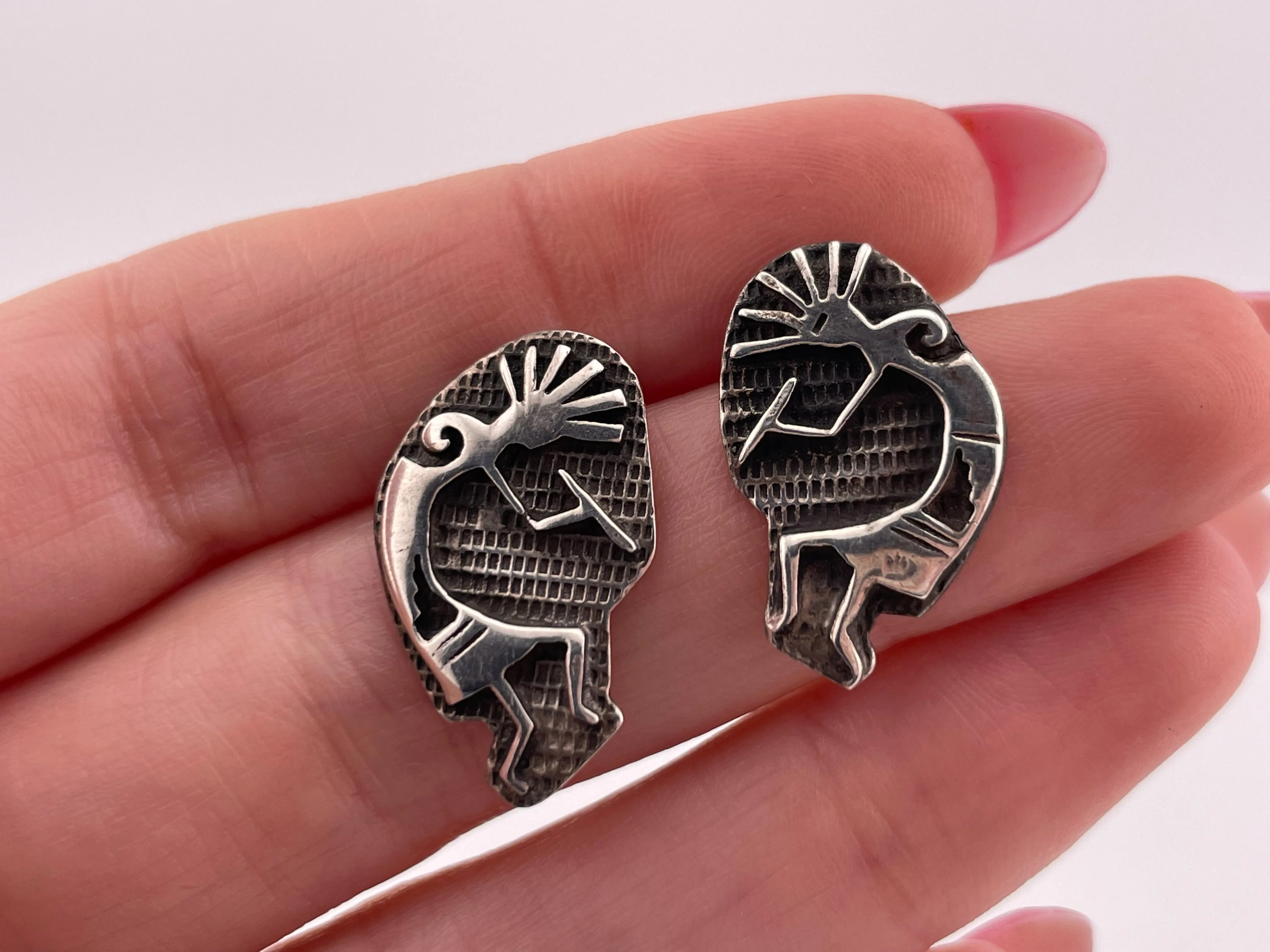 sterling silver Kokopelli dancer post earrings