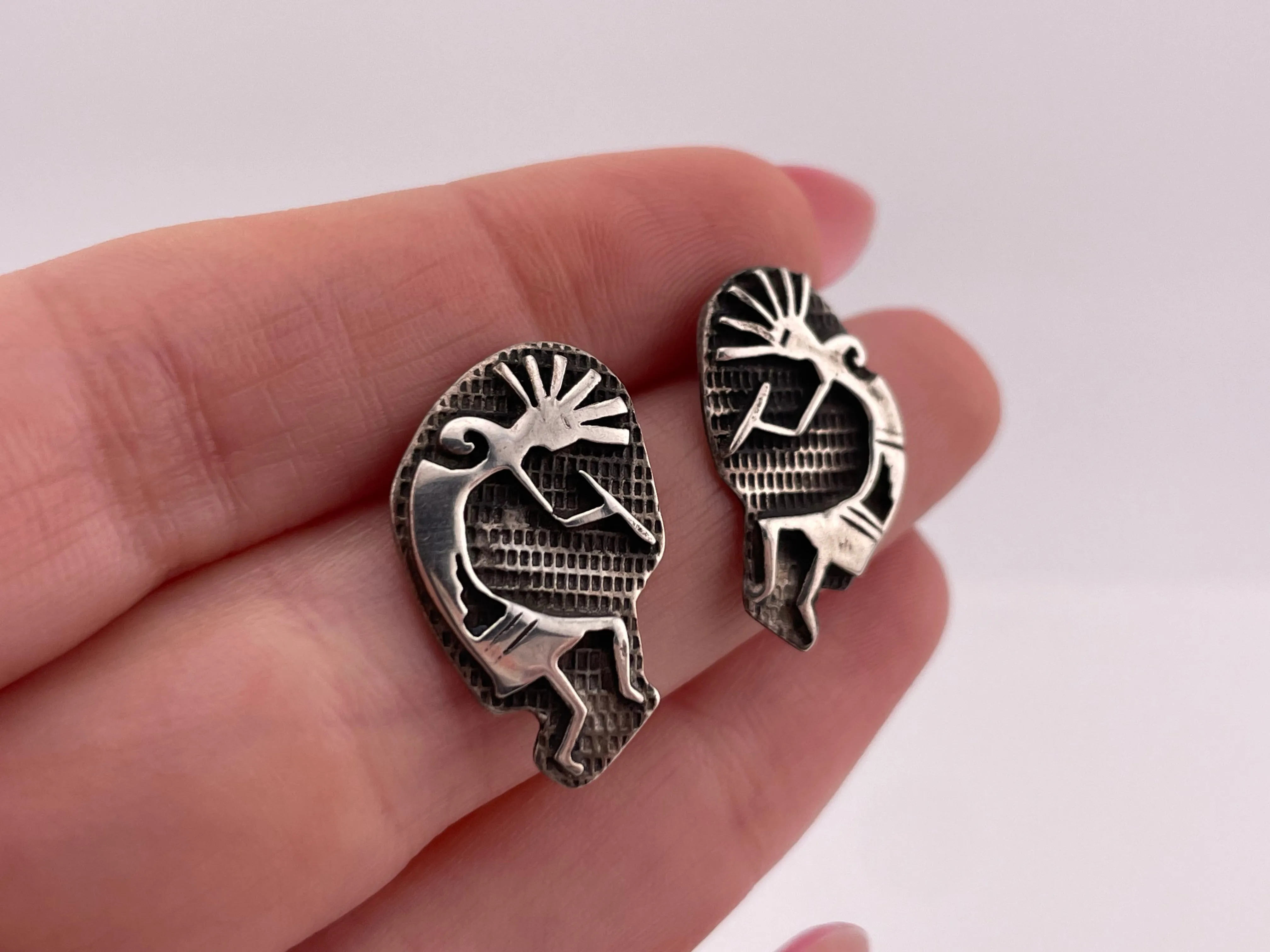 sterling silver Kokopelli dancer post earrings