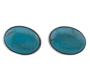 sterling silver oval turquoise post earrings