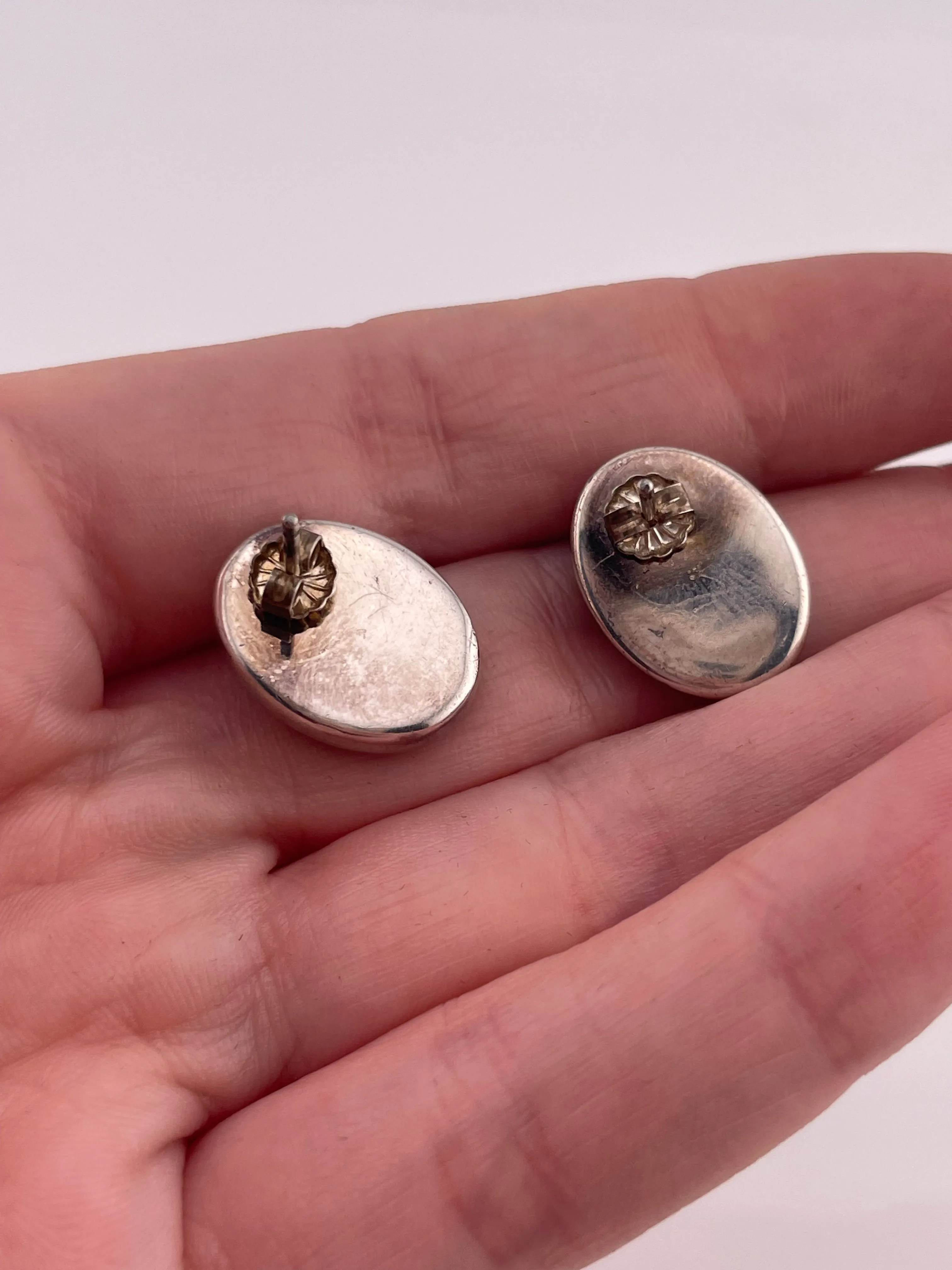 sterling silver oval turquoise post earrings