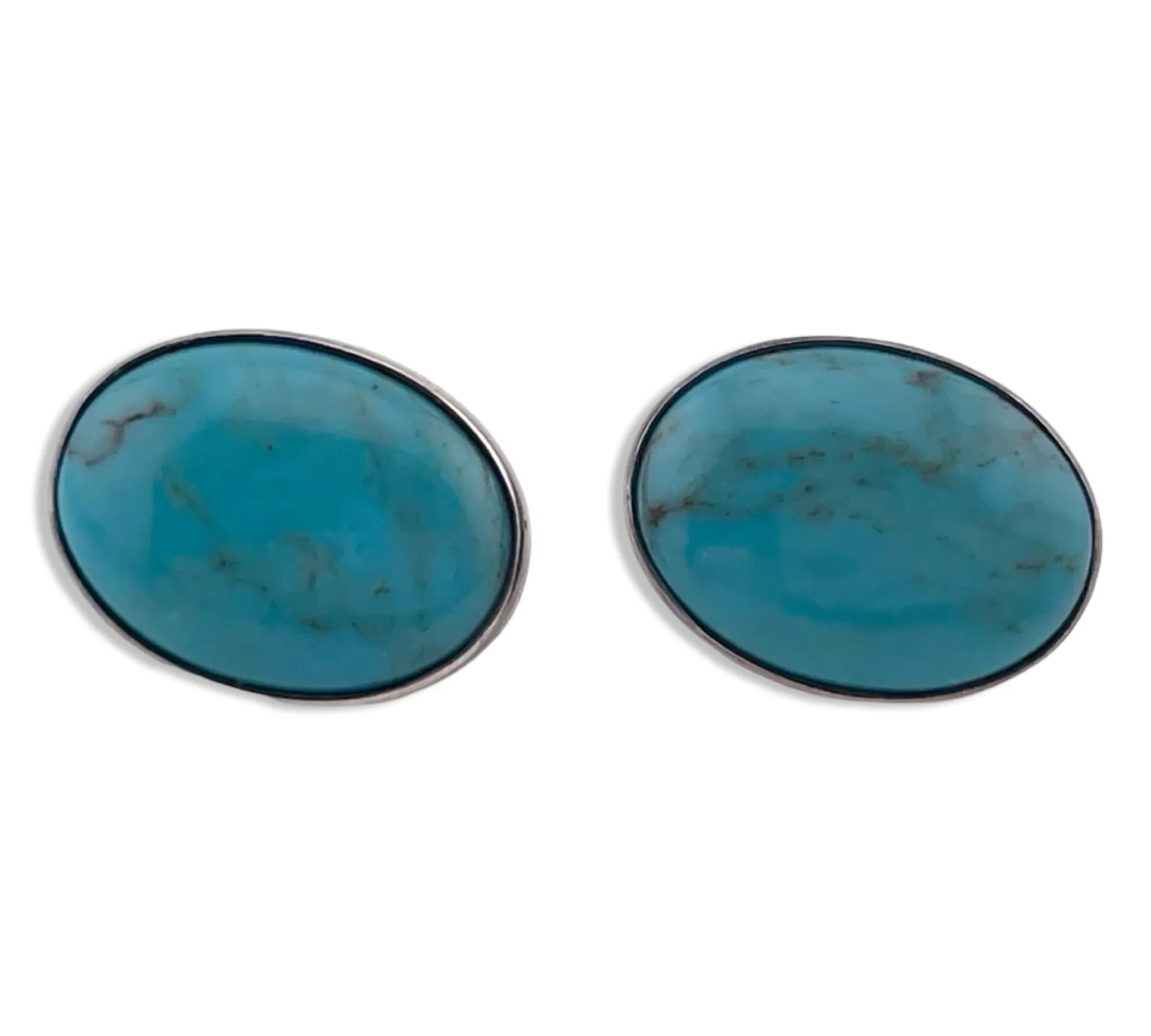 sterling silver oval turquoise post earrings