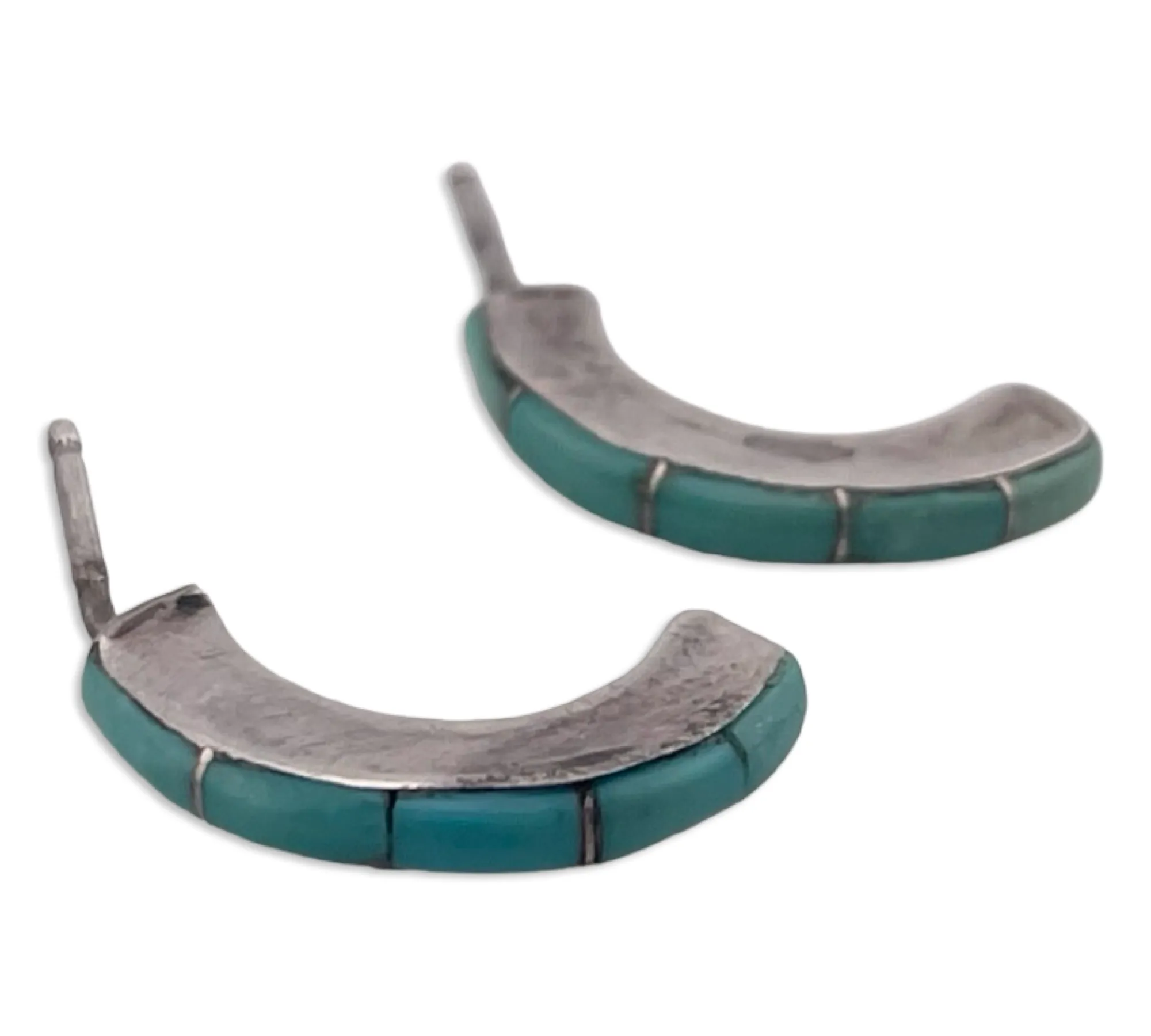 sterling silver turquoise curved post earrings