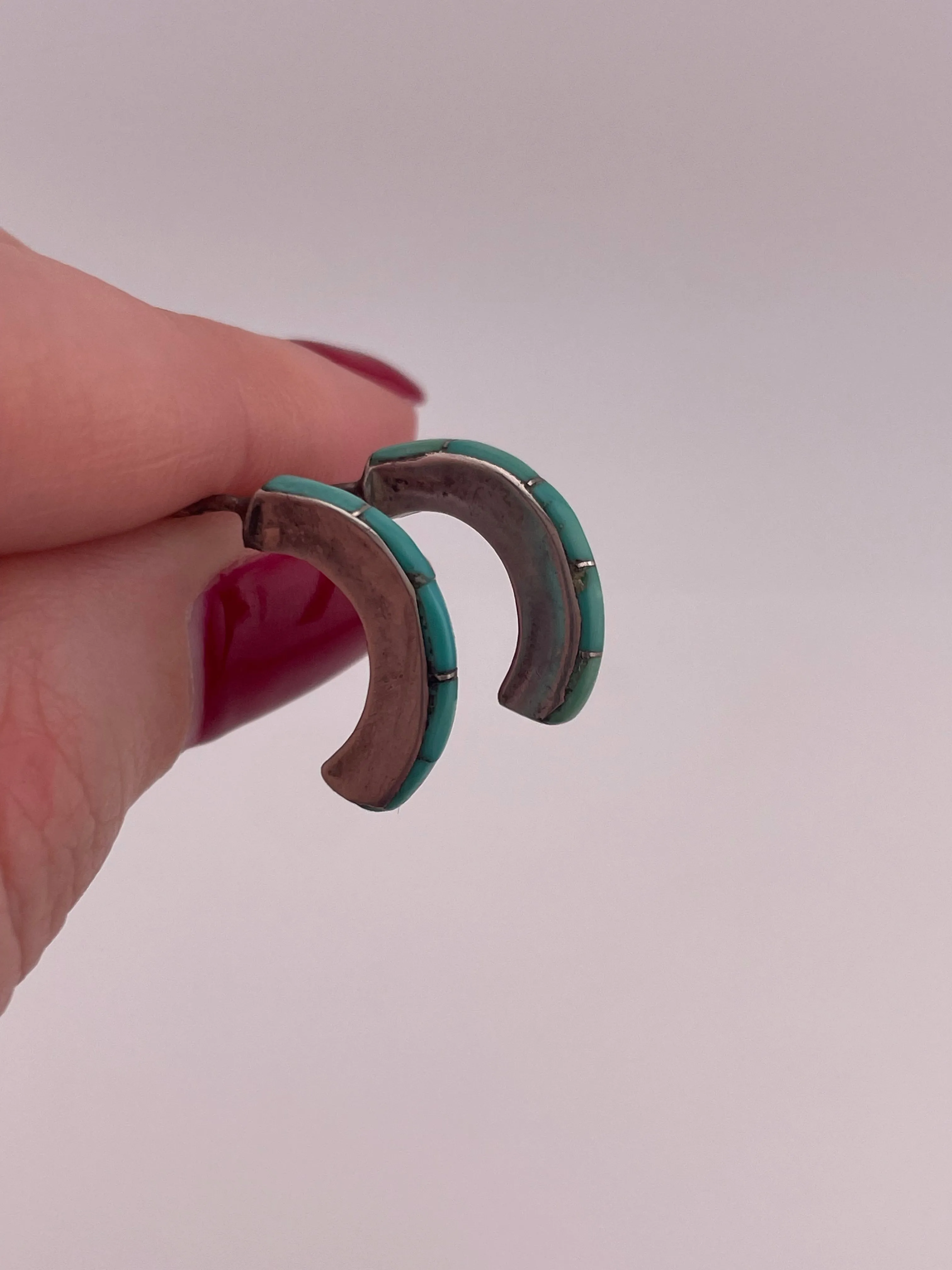 sterling silver turquoise curved post earrings
