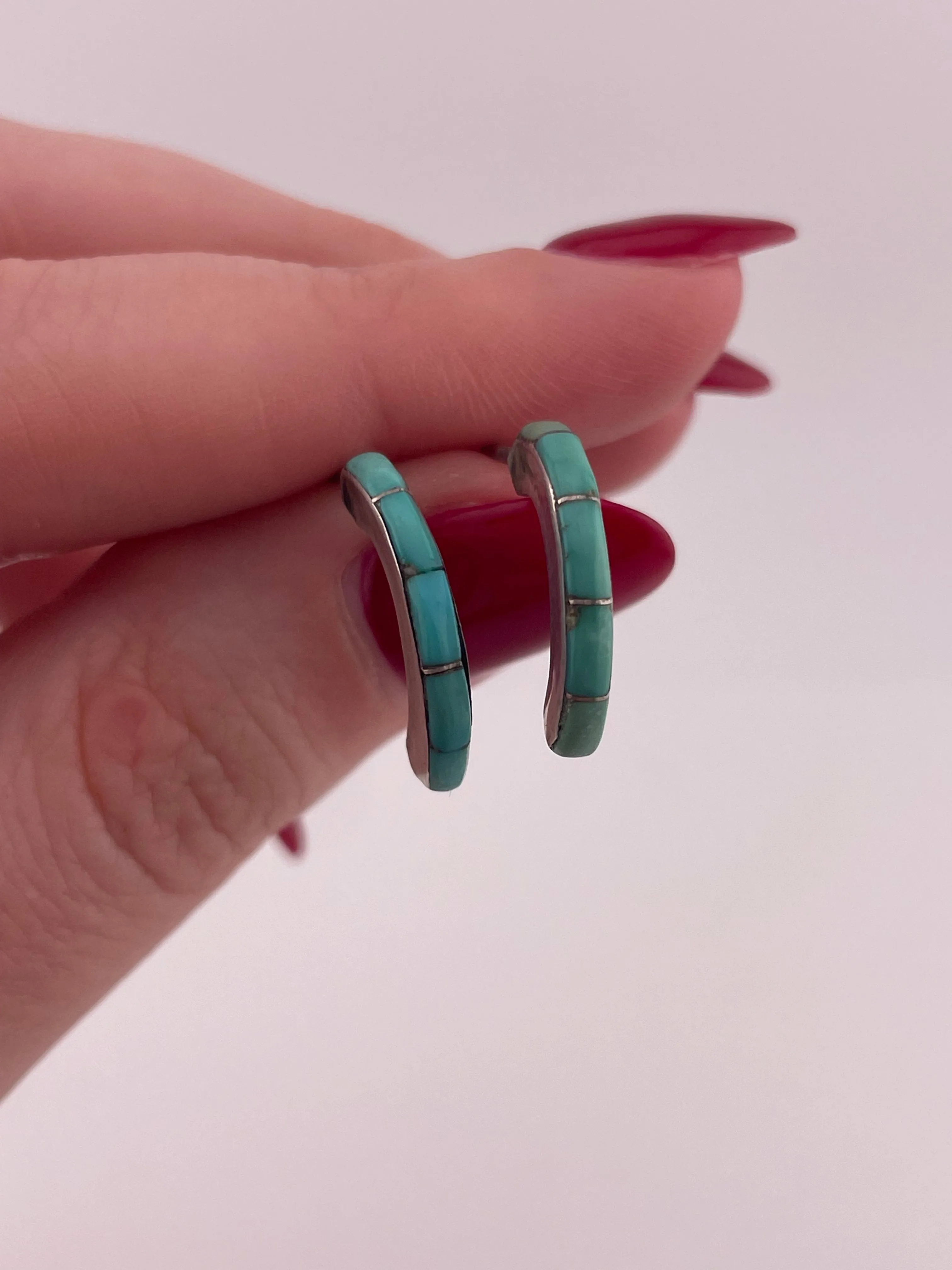 sterling silver turquoise curved post earrings