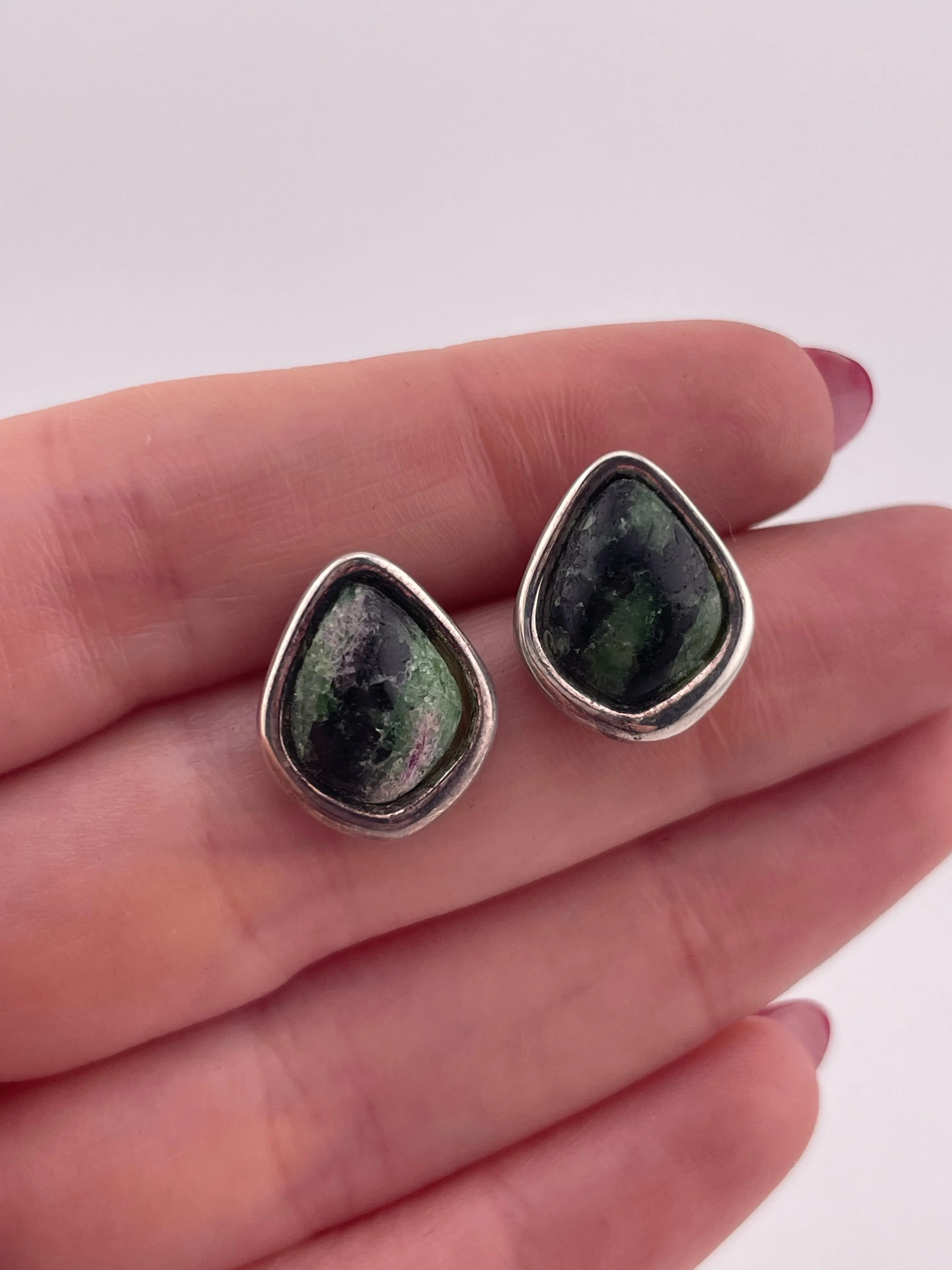 sterling silver zoisite post earrings