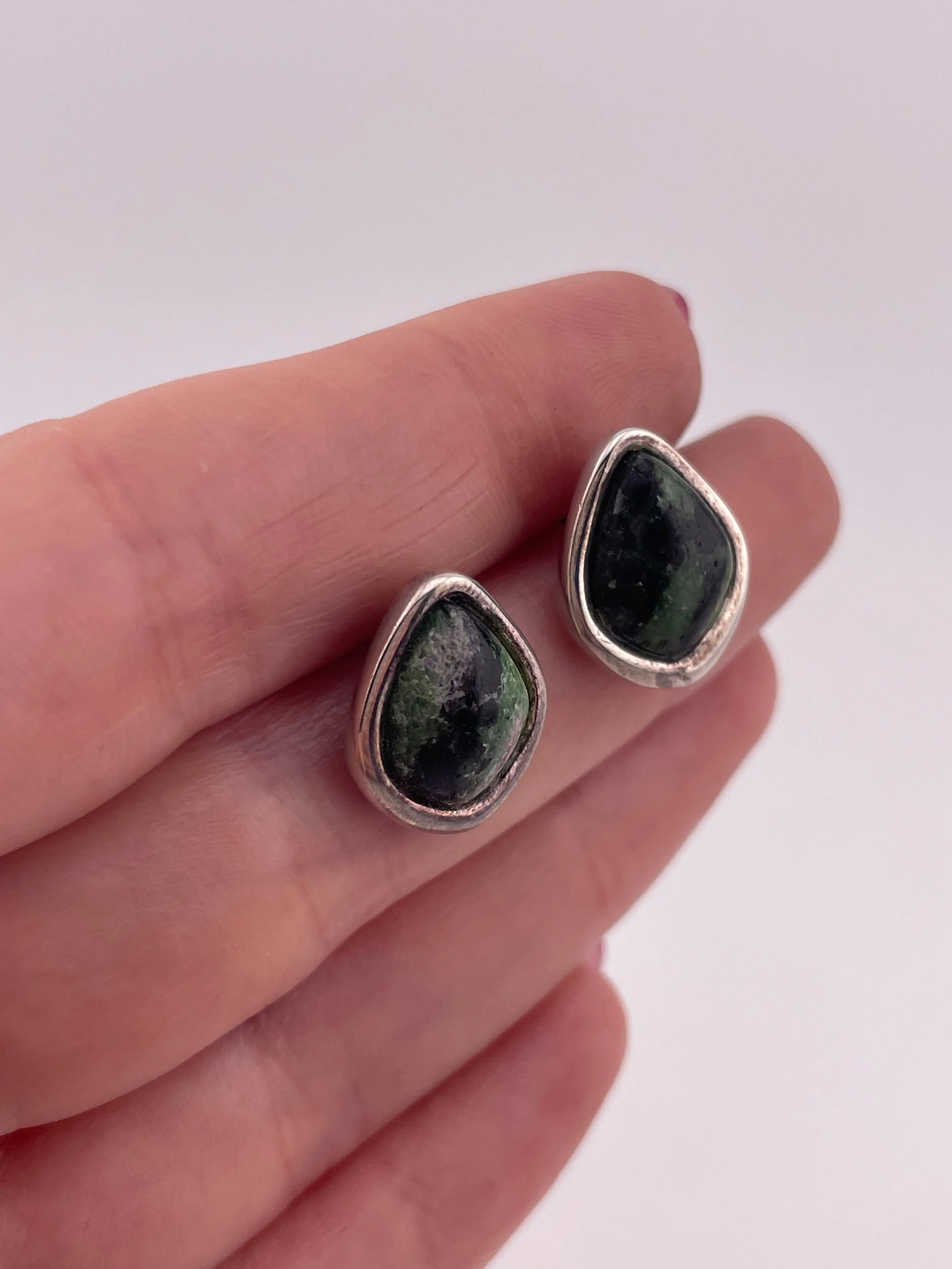 sterling silver zoisite post earrings