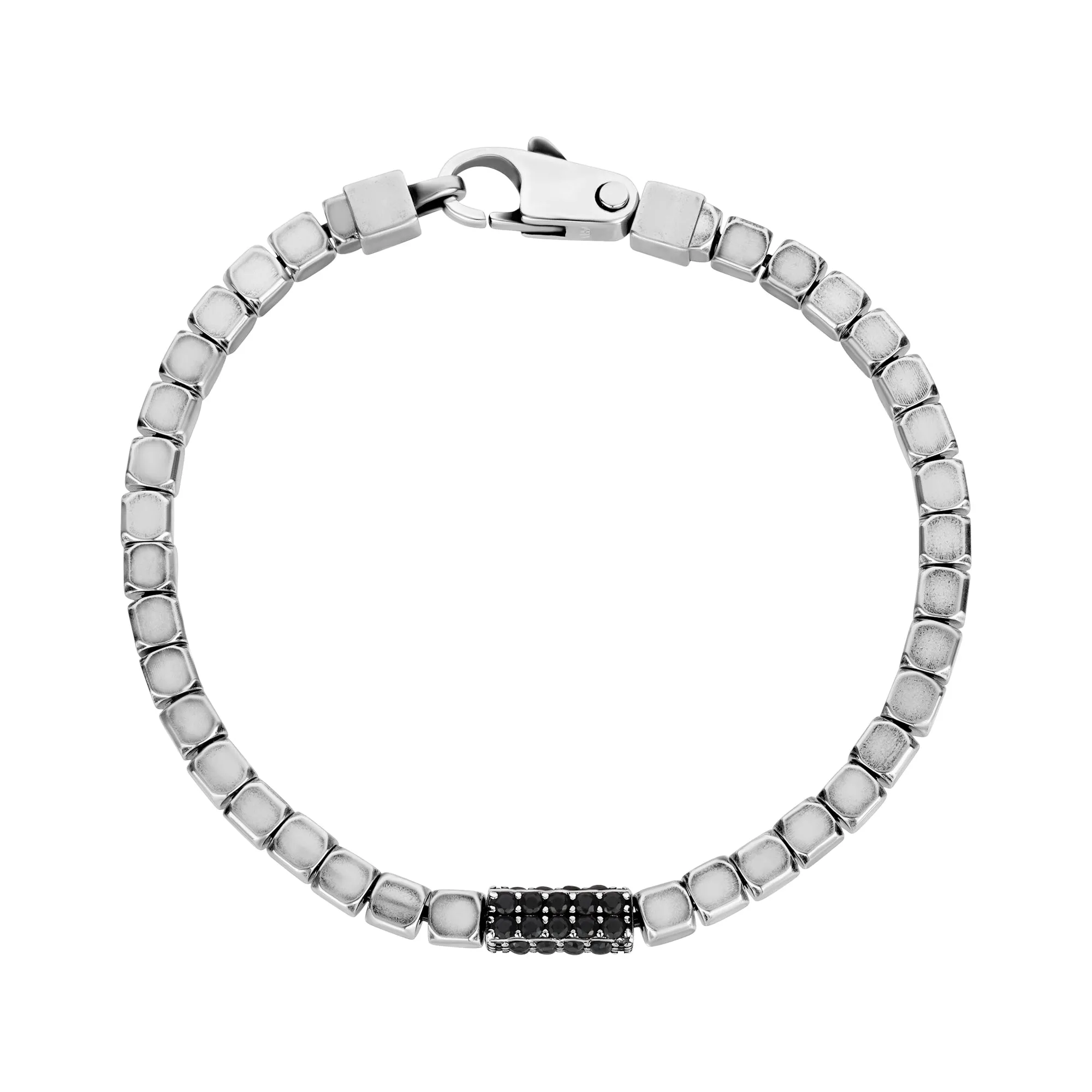 Stone-Set Antiqued Square Link Bracelet