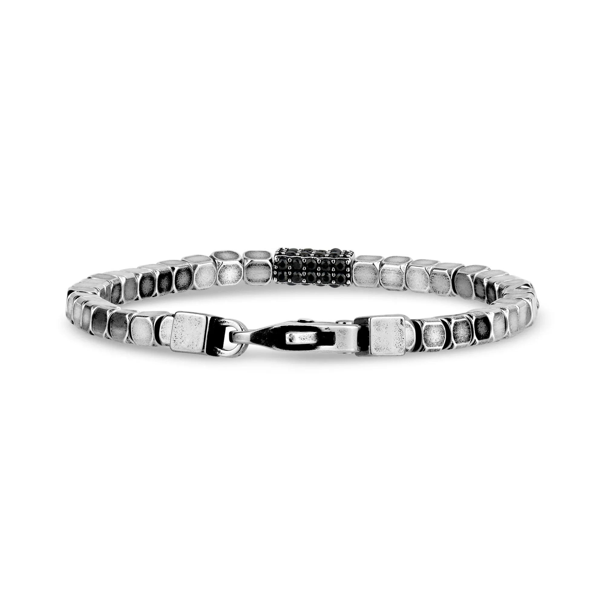 Stone-Set Antiqued Square Link Bracelet