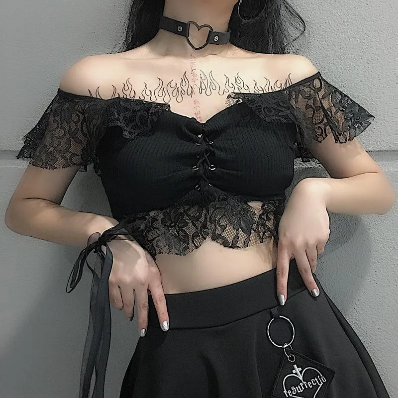 Strap Lace Crop Top SD00896