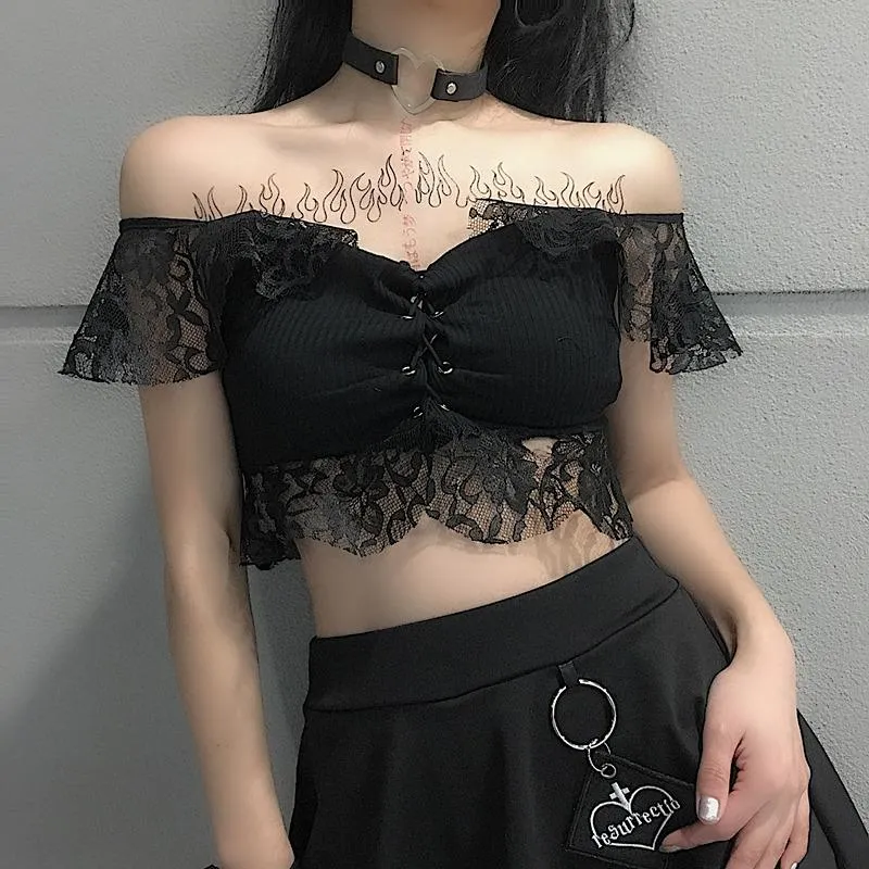 Strap Lace Crop Top SD00896
