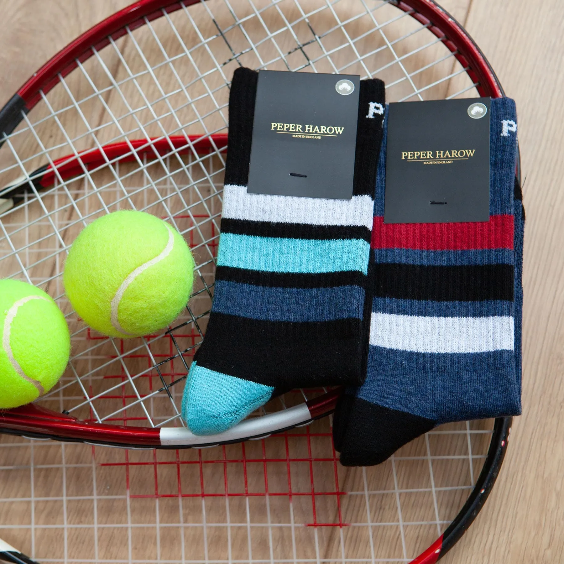 Striped Men's Organic Cotton Trainer Socks | Navy