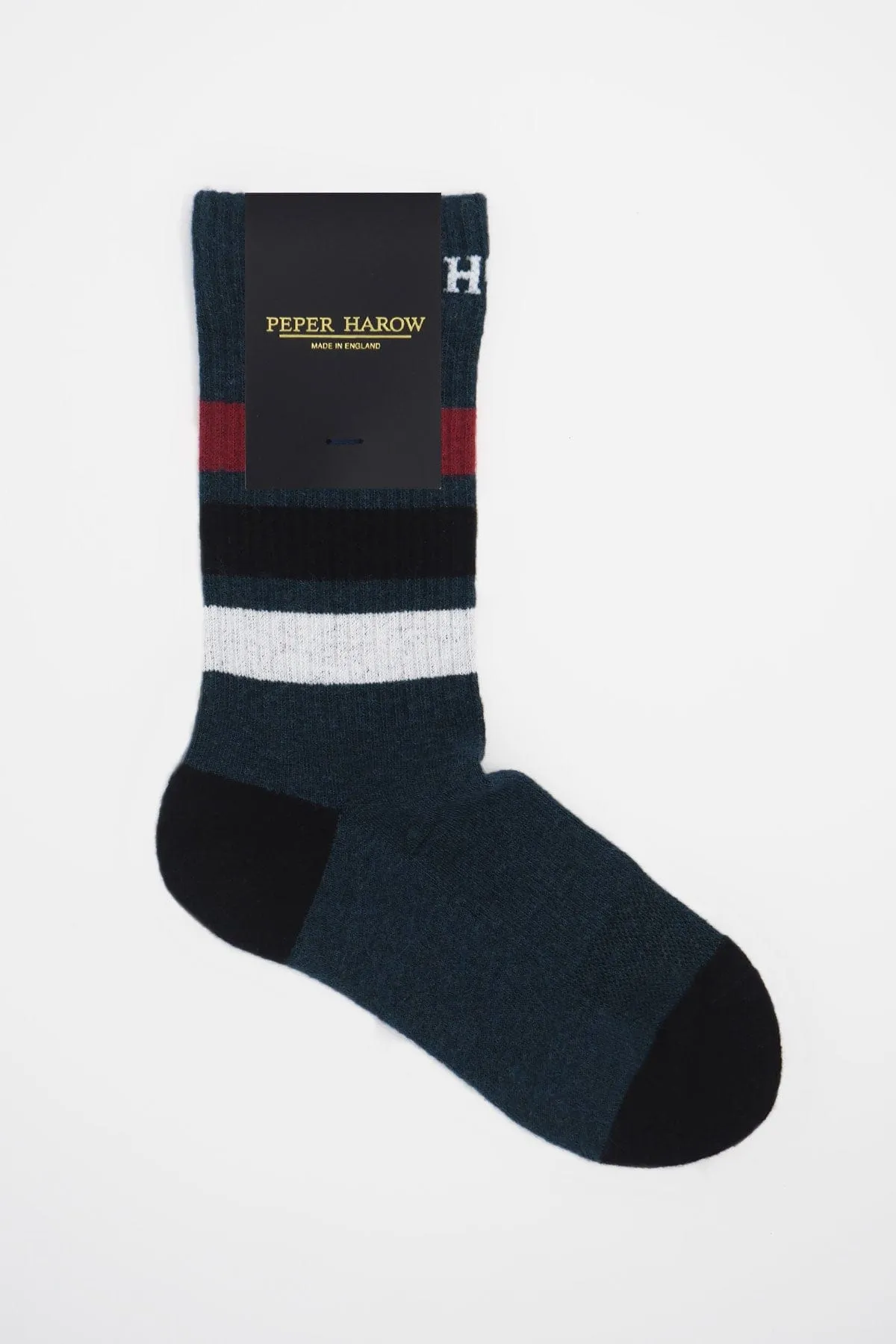 Striped Men's Organic Cotton Trainer Socks | Navy