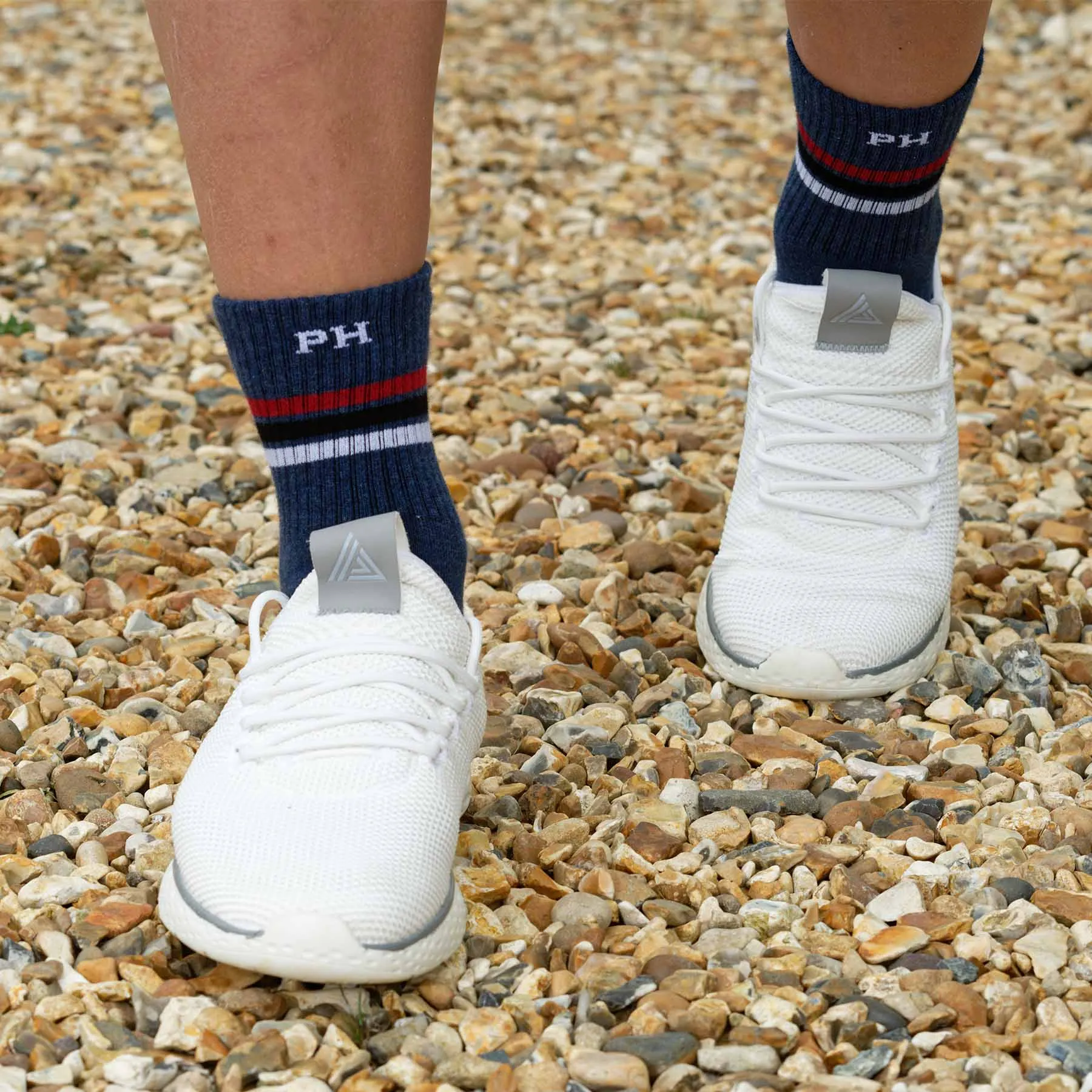 Striped Men's Organic Cotton Trainer Socks | Navy
