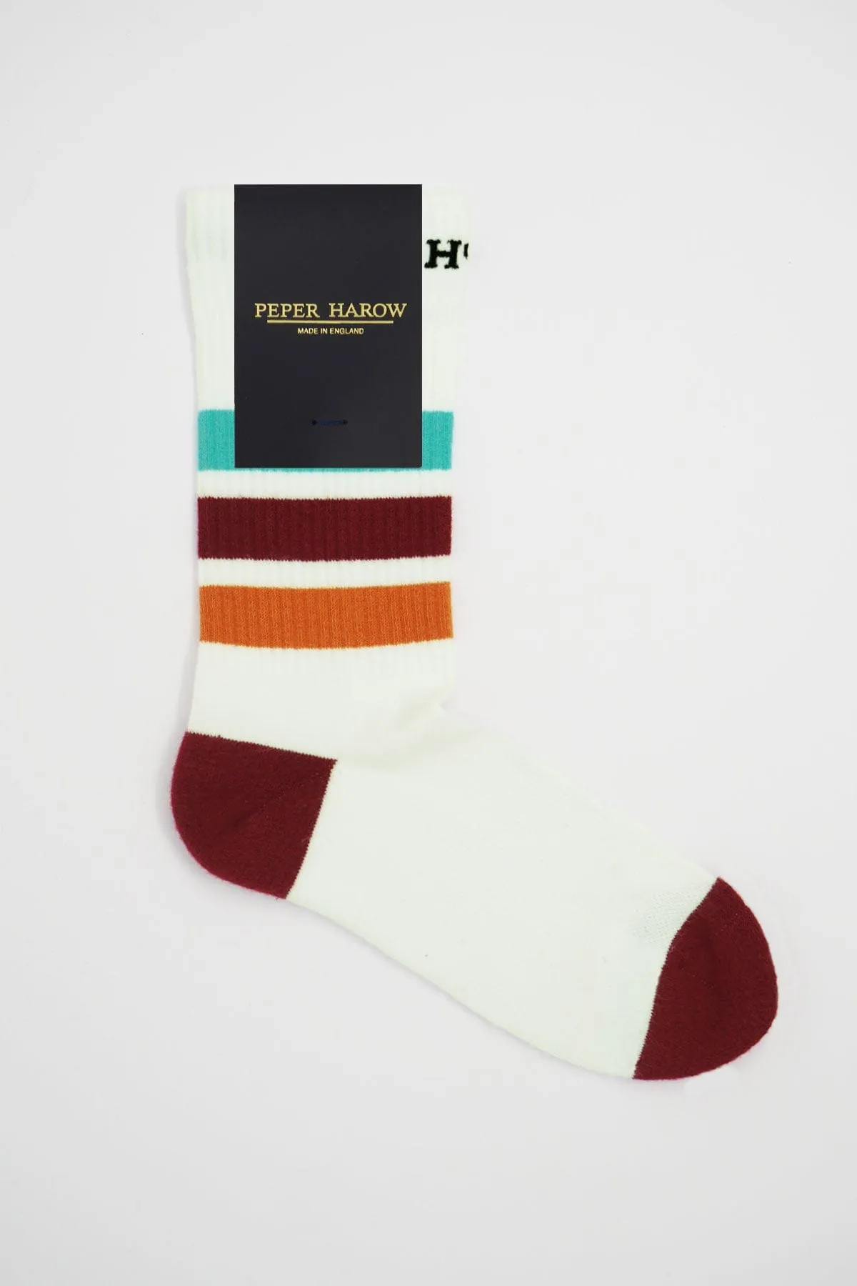 Striped Women's Organic Cotton Trainer Socks | White