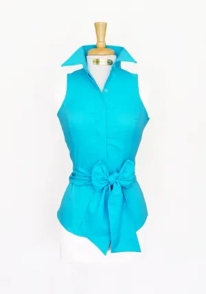SUMMER RIDE SHIRT WITH SASH IN TURQUOISE