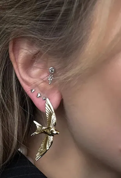 Swallow 14K gold Stud Earring