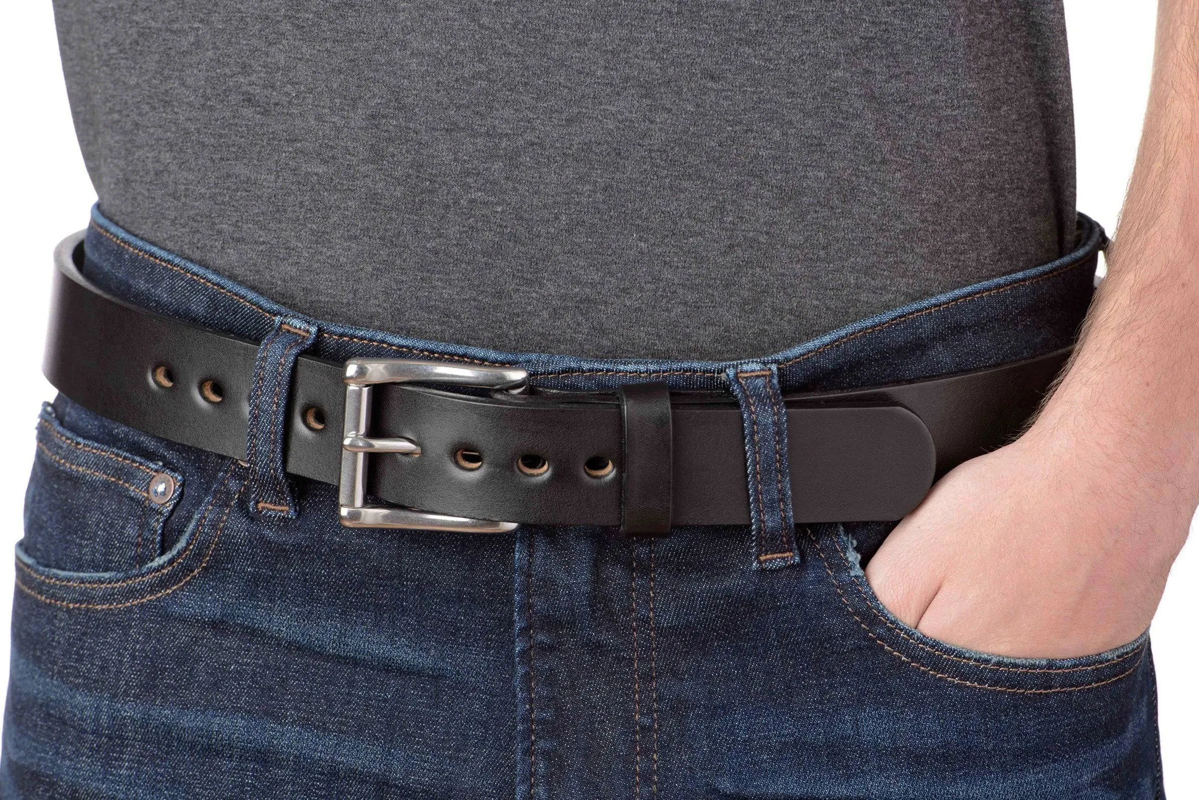 The Eastwood: Men's Black Non Stitched Leather Belt Max Thick 1.50"