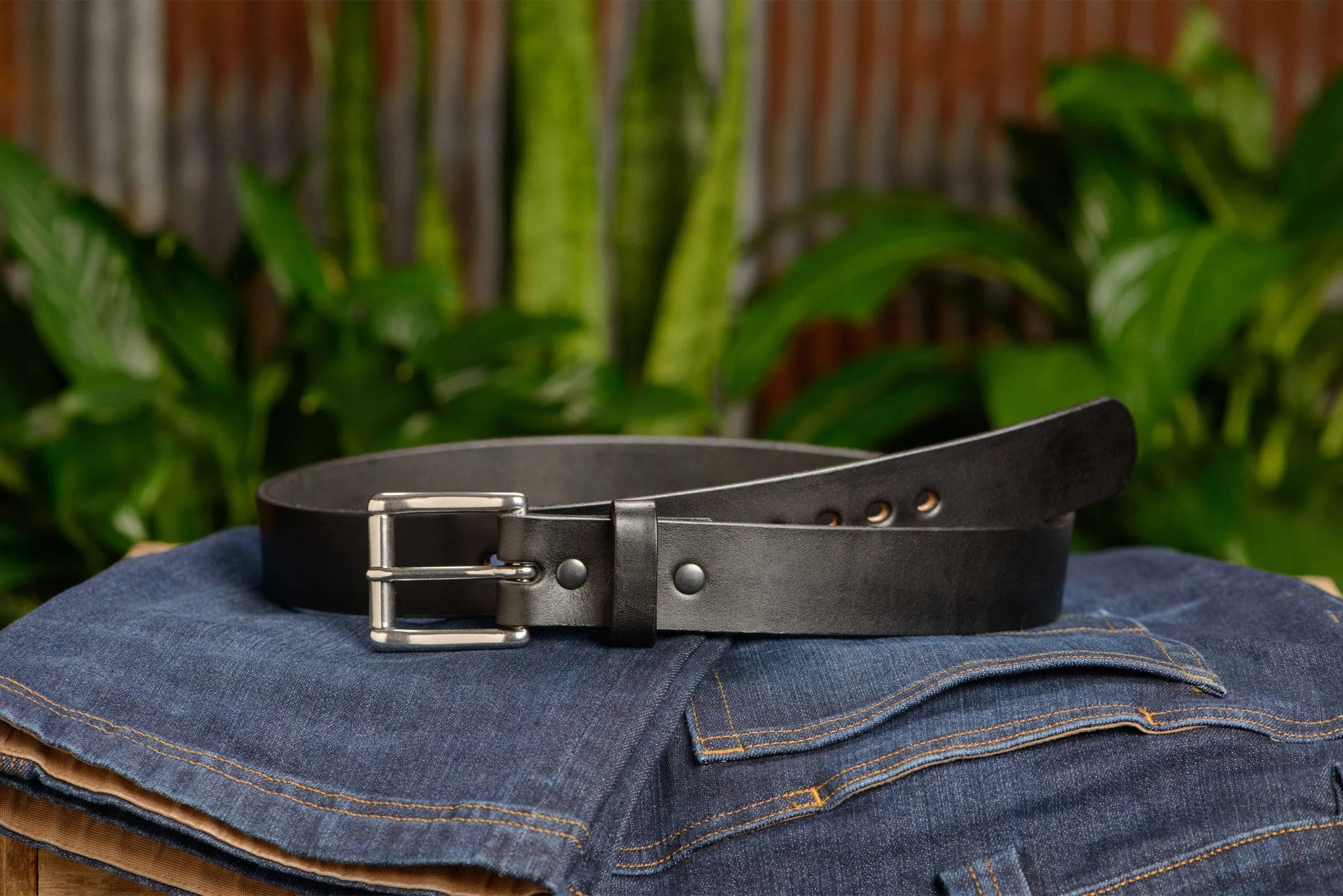 The Eastwood: Men's Black Non Stitched Leather Belt Max Thick 1.50"