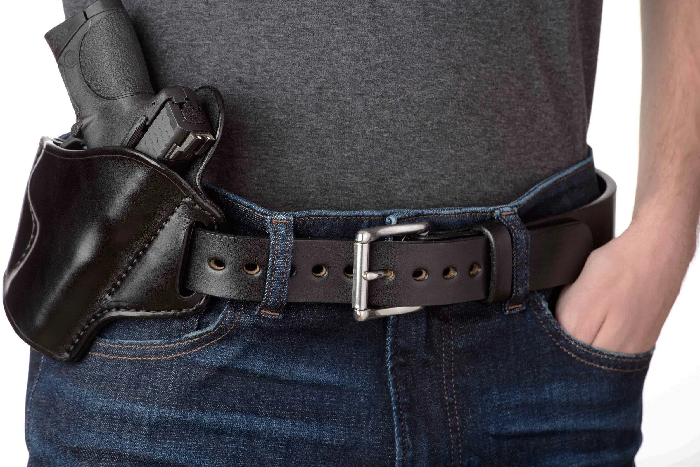 The Eastwood: Men's Black Non Stitched Leather Belt Max Thick 1.50"