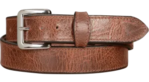 The Lakota: Rustic Brown Stitched Water Buffalo Leather Belt With Snaps 1.25"