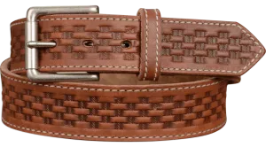 The Maverick: Hot Dipped Tan Stitched Basket Weave 1.50"