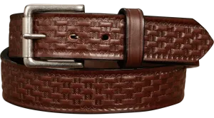 The Maverick: Men's Brown Basket Weave Leather Belt 1.50"