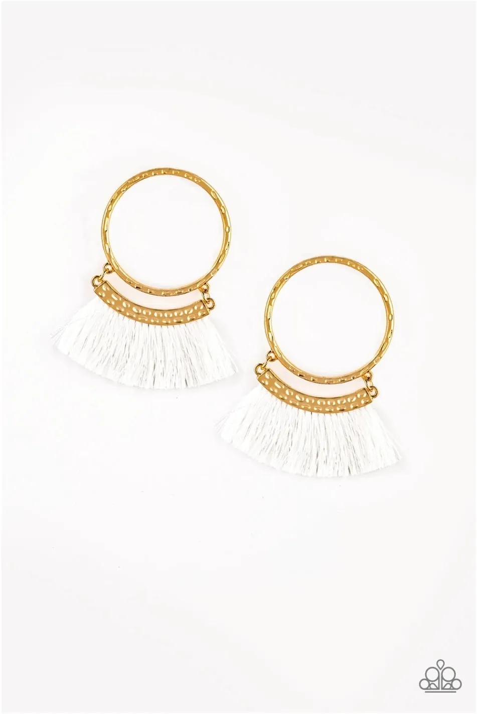 This Is Sparta - White and Gold Earrings - Paparazzi Accessories