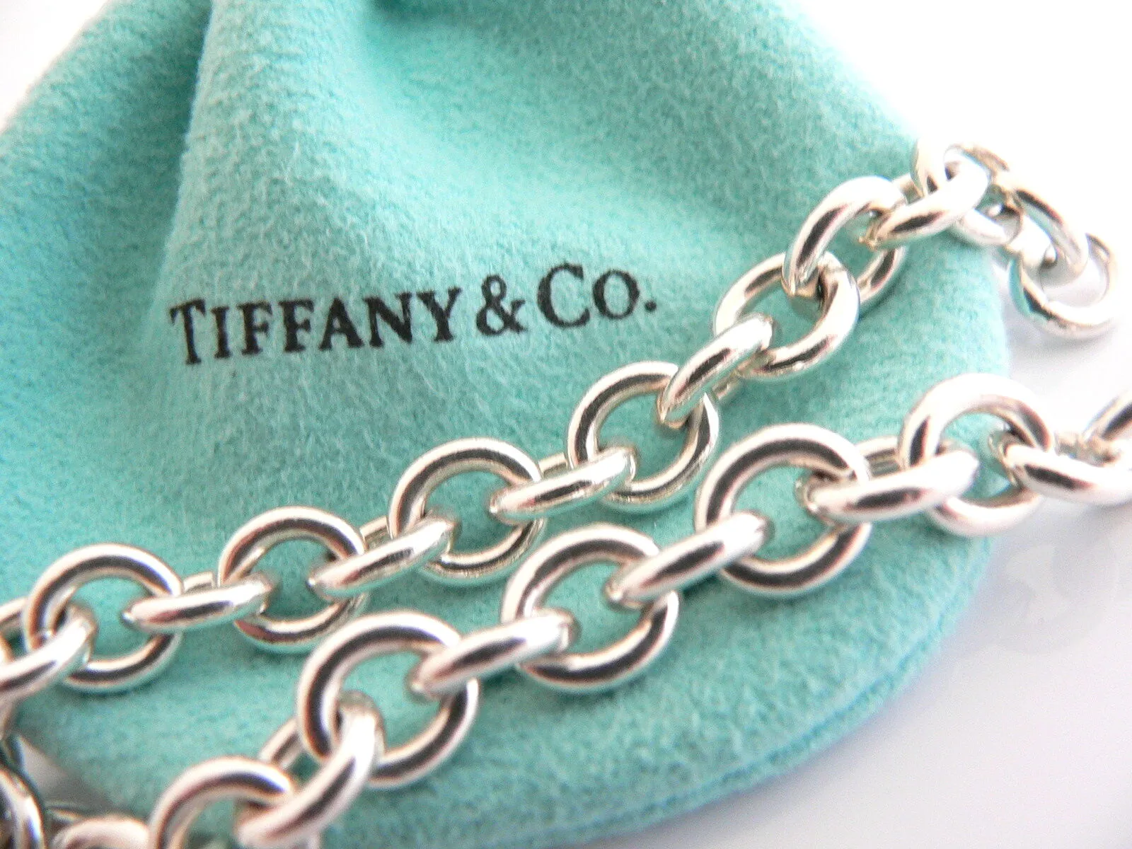 Tiffany & Co Silver Diamond Envelope Bracelet Charm Pendant Bangle 7.5 Inch Gift